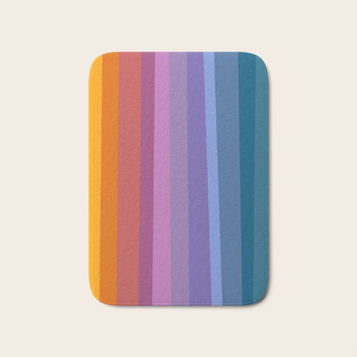 Modern Bright Rainbow Abstract Stripes Bath Mat Gallery Image 1