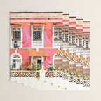 Monkey Business | Watercolor Tropical Goa Architecture Painting | Travel Pastel Pink Blush Building Wrapping Paper Gallery Image 3