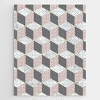 Geometric Art, Marble, Blush Pink, Gray, Abstract Art Jigsaw Puzzle Gallery Image 1