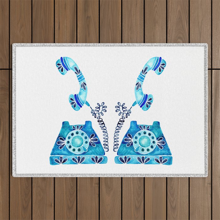 Vintage Rotary Phone - Blue Raspberry Outdoor Rug Gallery Image 1