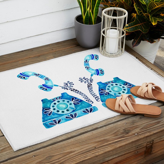 Vintage Rotary Phone - Blue Raspberry Outdoor Rug Gallery Image 2