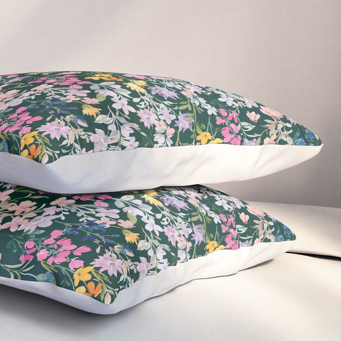 Wildflower Field on Pine Grove - Pink, Orange, Blue, & Purple Pillow Sham Gallery Image 3