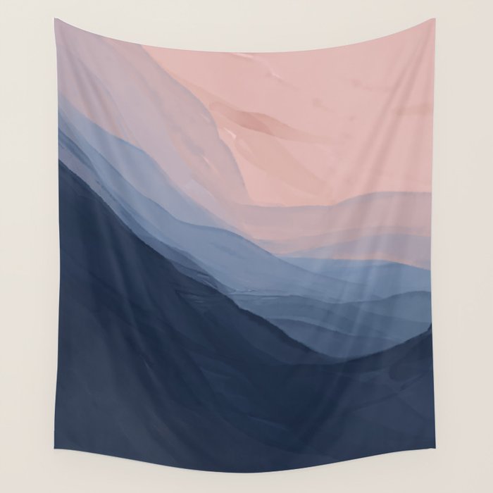 Waves In Texture - Blue & Beige Wall Tapestry Gallery Image 1