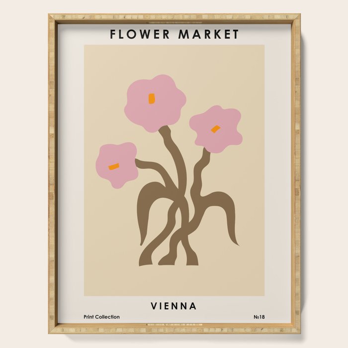 Flower Market, Vienna, Modern Art, Botanical retro art Serving Tray Gallery Image 1
