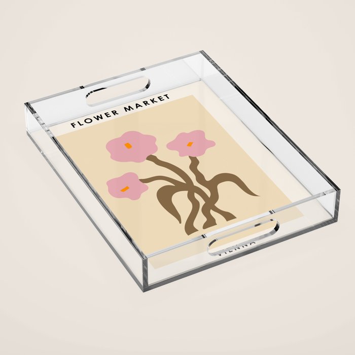 Flower Market, Vienna, Modern Art, Botanical retro art Acrylic Tray Gallery Image 1