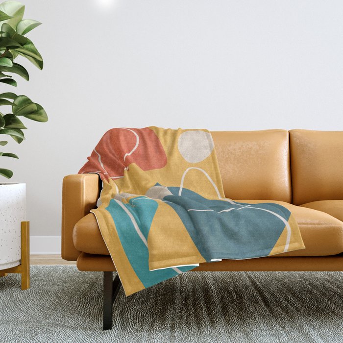 Minimal Colorful Abstract Shapes 3 Throw Blanket Gallery Image 1