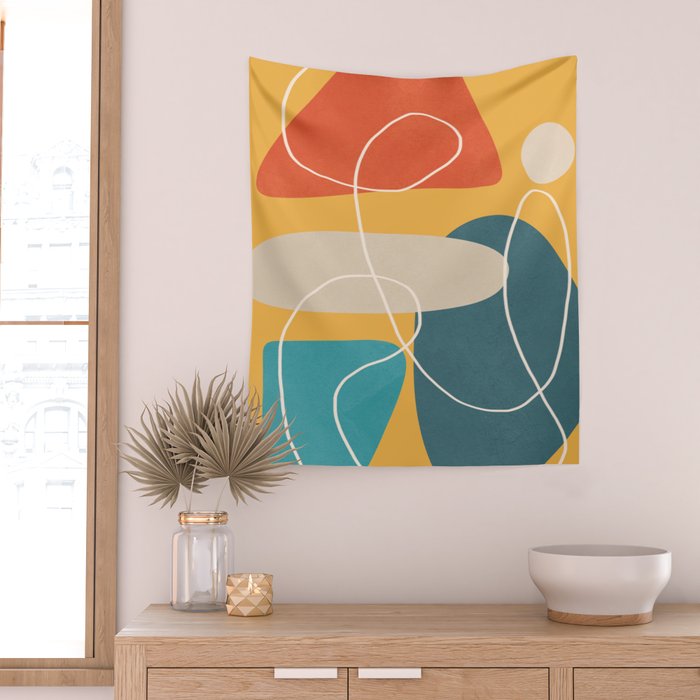 Minimal Colorful Abstract Shapes 3 Wall Tapestry Gallery Image 2