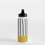 Handmade Stripe Block Pattern (mustard yellow/white/black) Water Bottle Gallery Image 3