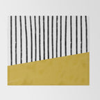Handmade Stripe Block Pattern (mustard yellow/white/black) Throw Blanket Gallery Image 2