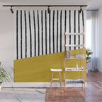 Handmade Stripe Block Pattern (mustard yellow/white/black) Wall Mural Gallery Image 1