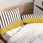 Handmade Stripe Block Pattern (mustard yellow/white/black) Pillow Sham Gallery Image 2