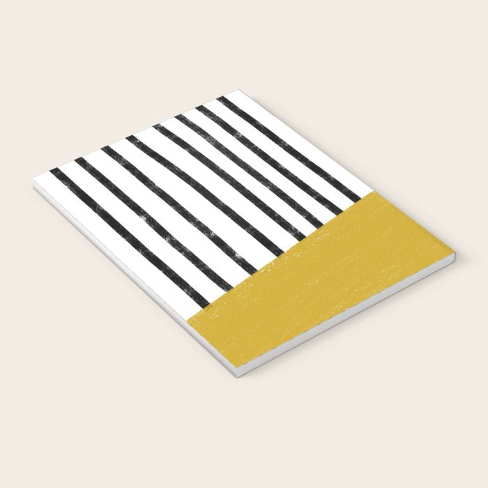 Handmade Stripe Block Pattern (mustard yellow/white/black) Notebook Gallery Image 3