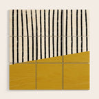 Handmade Stripe Block Pattern (mustard yellow/white/black) Wood Wall Art Gallery Image 1
