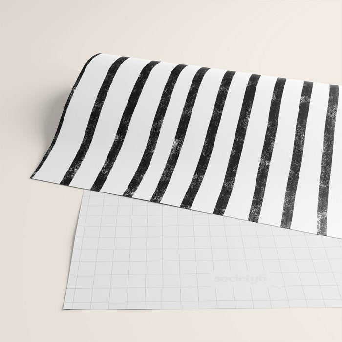 Handmade Stripe Block Pattern (mustard yellow/white/black) Wrapping Paper Gallery Image 2