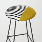 Handmade Stripe Block Pattern (mustard yellow/white/black) Stool Gallery Image 2
