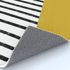 Handmade Stripe Block Pattern (mustard yellow/white/black) Rug Gallery Image 4