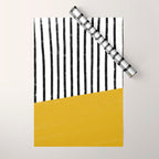 Handmade Stripe Block Pattern (mustard yellow/white/black) Wrapping Paper Gallery Image 1