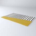 Handmade Stripe Block Pattern (mustard yellow/white/black) Rug Gallery Image 3