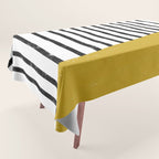 Handmade Stripe Block Pattern (mustard yellow/white/black) Tablecloth Gallery Image 1
