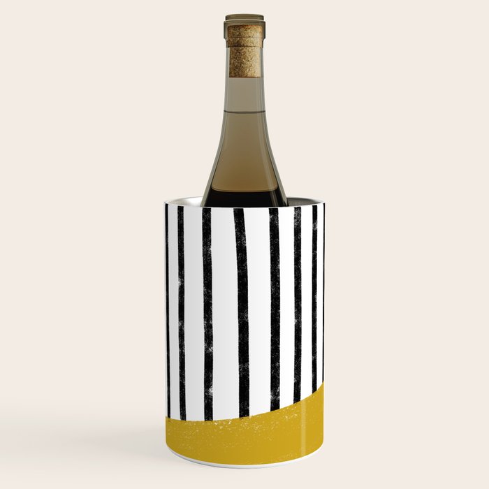 Handmade Stripe Block Pattern (mustard yellow/white/black) Wine Chiller Gallery Image 2