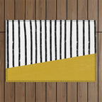 Handmade Stripe Block Pattern (mustard yellow/white/black) Outdoor Rug Gallery Image 1