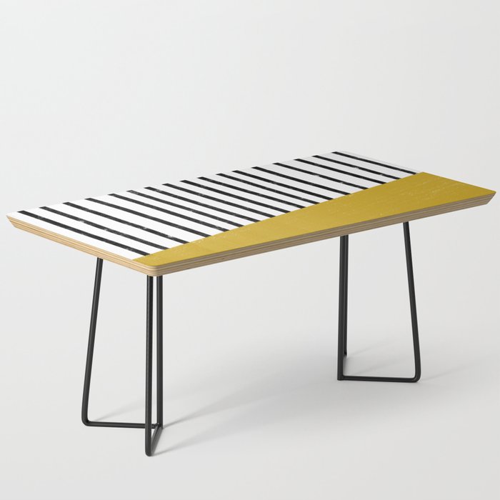 Handmade Stripe Block Pattern (mustard yellow/white/black) Coffee Table Gallery Image 1
