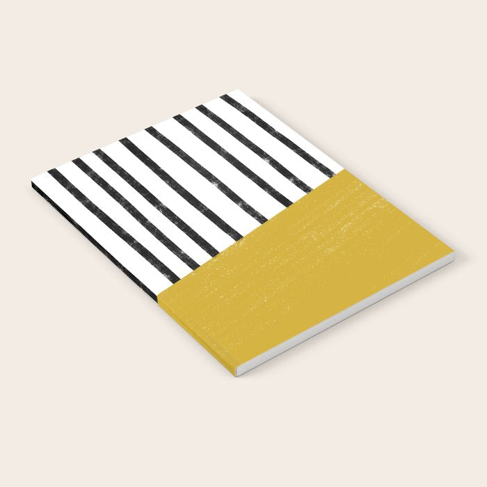 Handmade Stripe Block Pattern (mustard yellow/white/black) Notebook Gallery Image 2