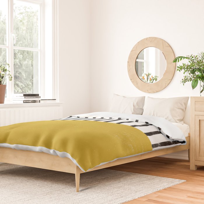 Handmade Stripe Block Pattern (mustard yellow/white/black) Duvet Cover Gallery Image 2