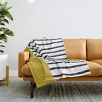 Handmade Stripe Block Pattern (mustard yellow/white/black) Throw Blanket Gallery Image 1