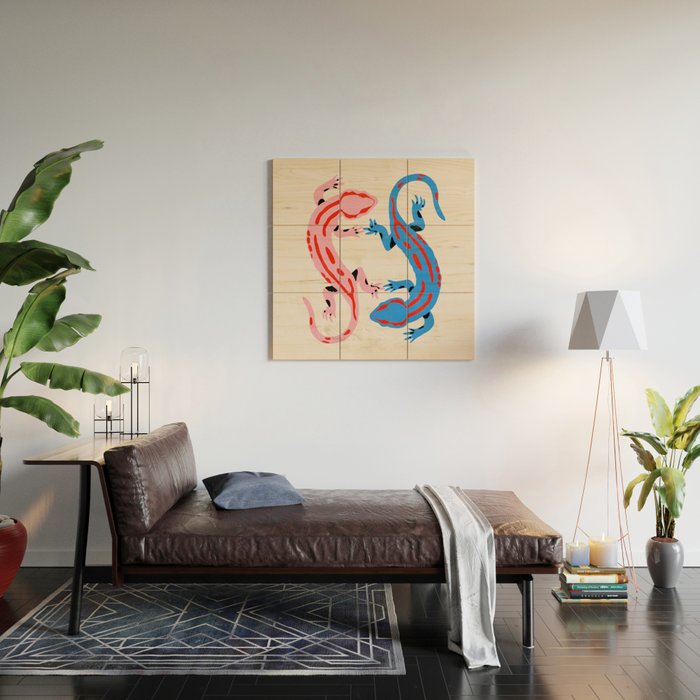 Colorful salamanders Wood Wall Art Gallery Image 2