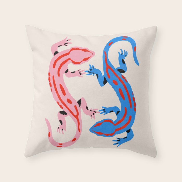 Colorful salamanders Throw Pillow Gallery Image 1