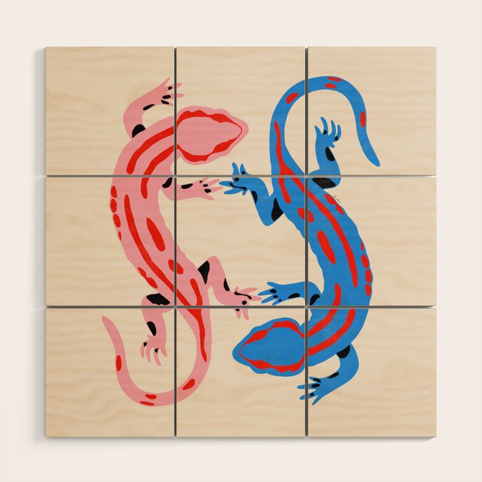 Colorful salamanders Wood Wall Art Gallery Image 1