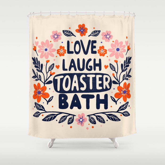 Love Laugh Toaster Bath Shower Curtain Gallery Image 1