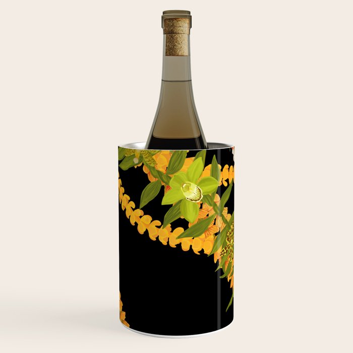 Diagonal Lei Pikake and Orange Lokelani Ti Leaf Puakenikeni Lantern Ilima Wine Chiller Gallery Image 1