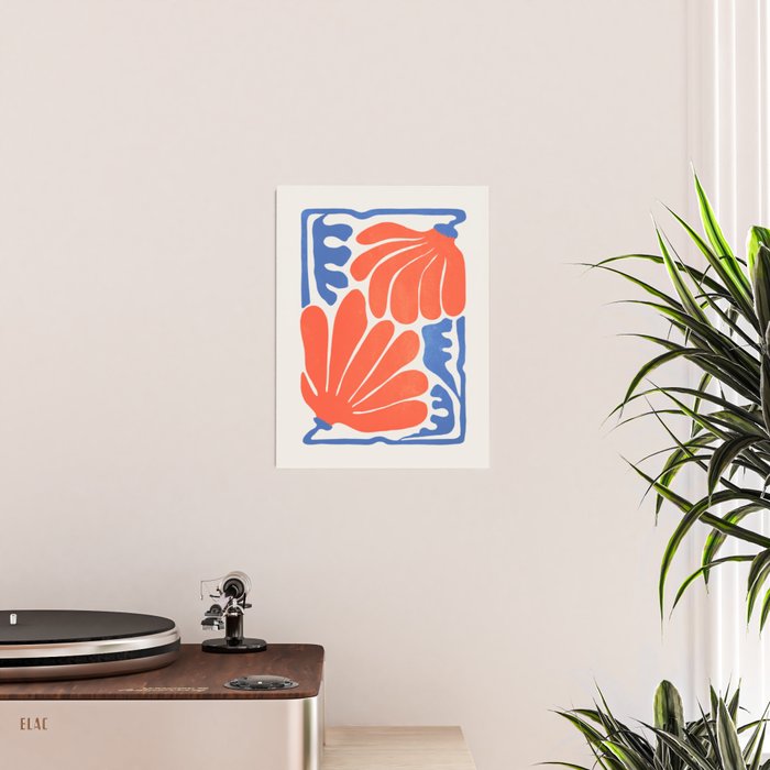 Coral Flowers & Ferns Poster Gallery Image 2