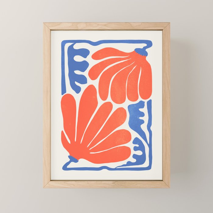 Coral Flowers & Ferns Mini Art Print Gallery Image 1