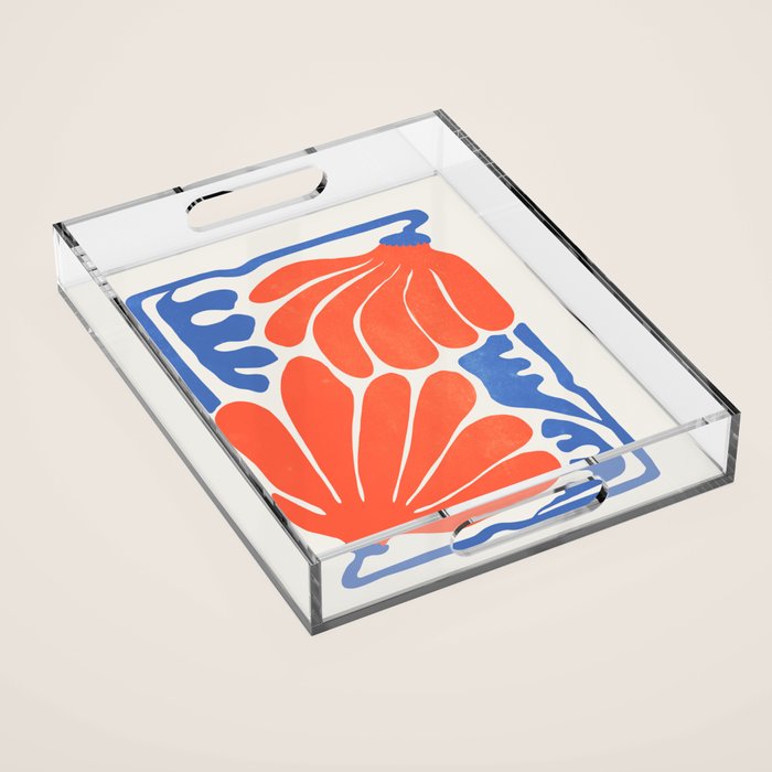 Coral Flowers & Ferns Acrylic Tray Gallery Image 1