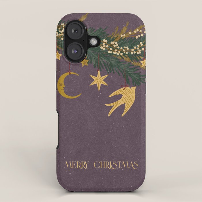 Christmas vintage toys on Christmas tree branches iPhone Case Gallery Image 1