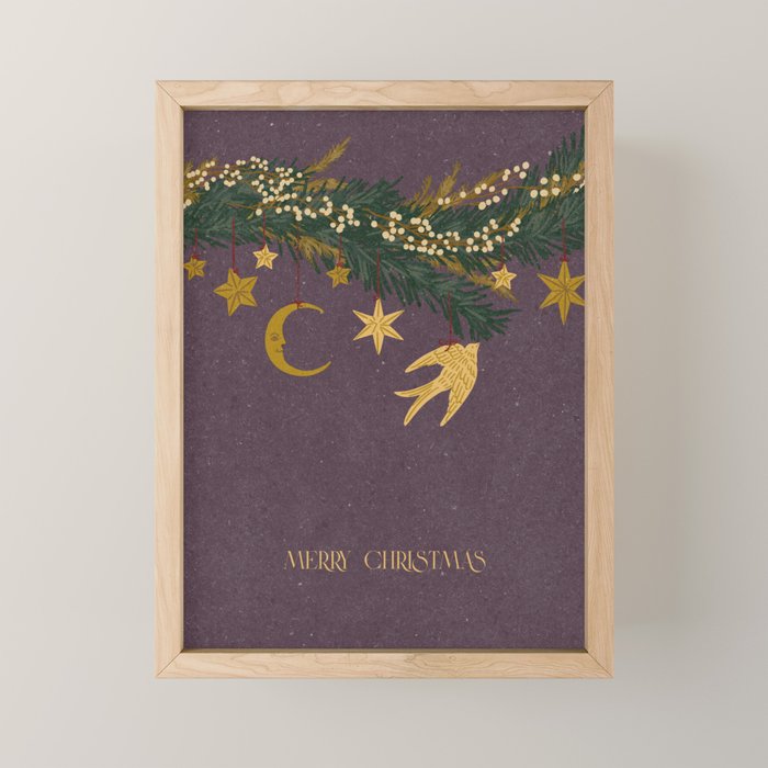 Christmas vintage toys on Christmas tree branches Mini Art Print Gallery Image 1