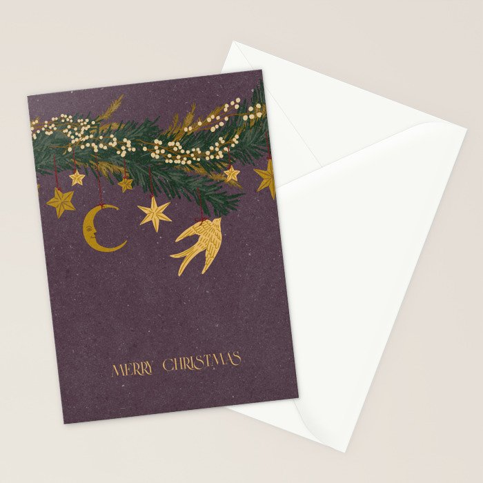 Christmas vintage toys on Christmas tree branches Stationery Card Gallery Image 2