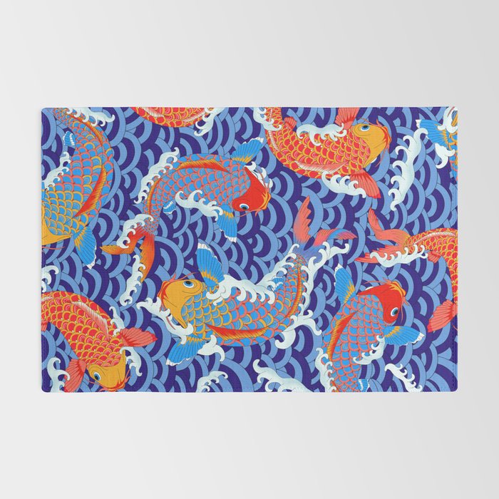 Koi fish / japanese tattoo style pattern Rug Gallery Image 2