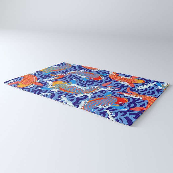 Koi fish / japanese tattoo style pattern Rug Gallery Image 3