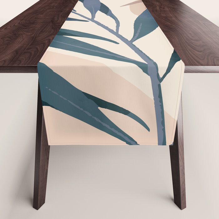 Minimal Abstract Art Tropical Leaves 15 Table Runner Gallery Image 1