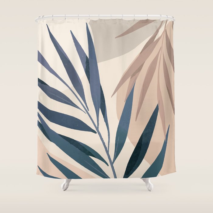 Minimal Abstract Art Tropical Leaves 15 Shower Curtain Gallery Image 1