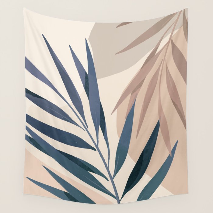 Minimal Abstract Art Tropical Leaves 15 Wall Tapestry Gallery Image 1