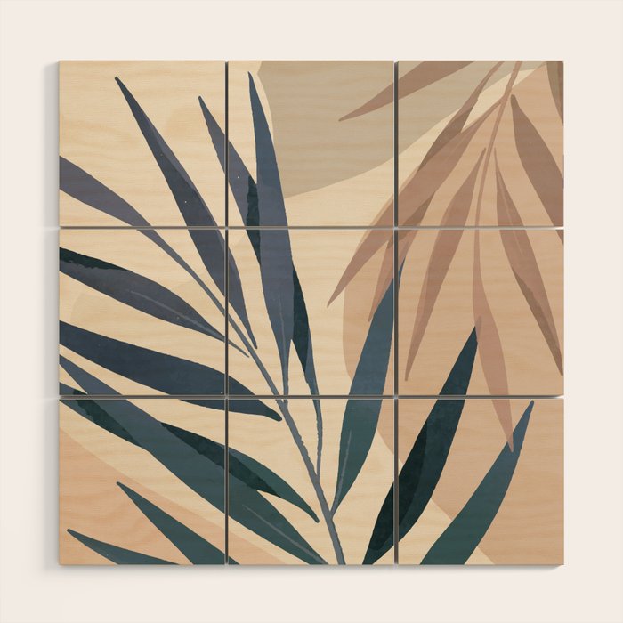 Minimal Abstract Art Tropical Leaves 15 Wood Wall Art Gallery Image 1
