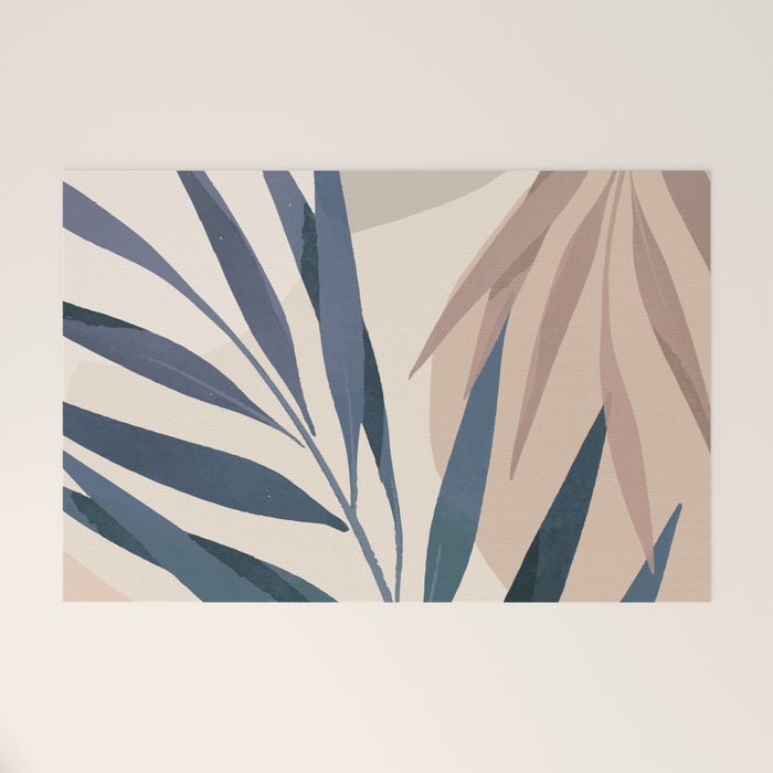 Minimal Abstract Art Tropical Leaves 15 Welcome Mat Gallery Image 1