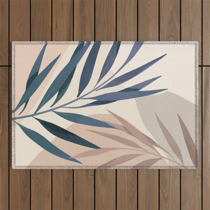 Minimal Abstract Art Tropical Leaves 15 Outdoor Rug Gallery Image 1