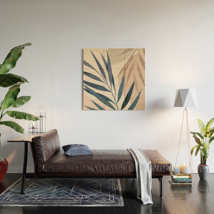 Minimal Abstract Art Tropical Leaves 15 Wood Wall Art Gallery Image 2