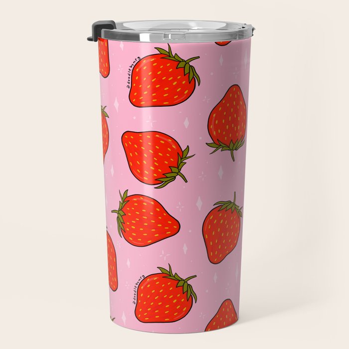 Strawberry Print Travel Mug Gallery Image 3